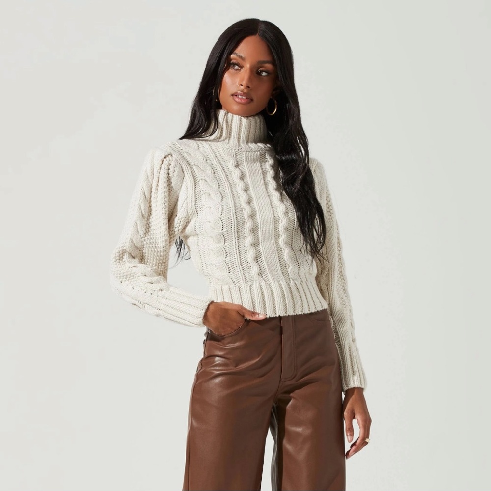 Haisley Cable Knit Turtleneck Sweater ASTR the label